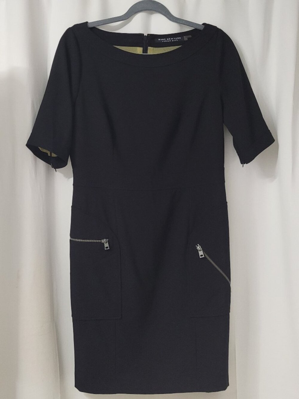 Marc New York Andrew Marc Black 3/4 Sleeve Sheath Dress
